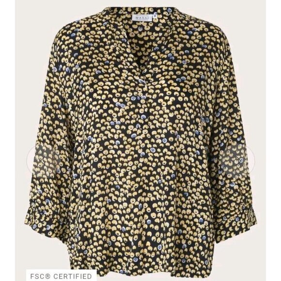 NWT Masai Dobra Top Womens Size M Polka Dot Chiffon Blouse NEW - Picture 7 of 7